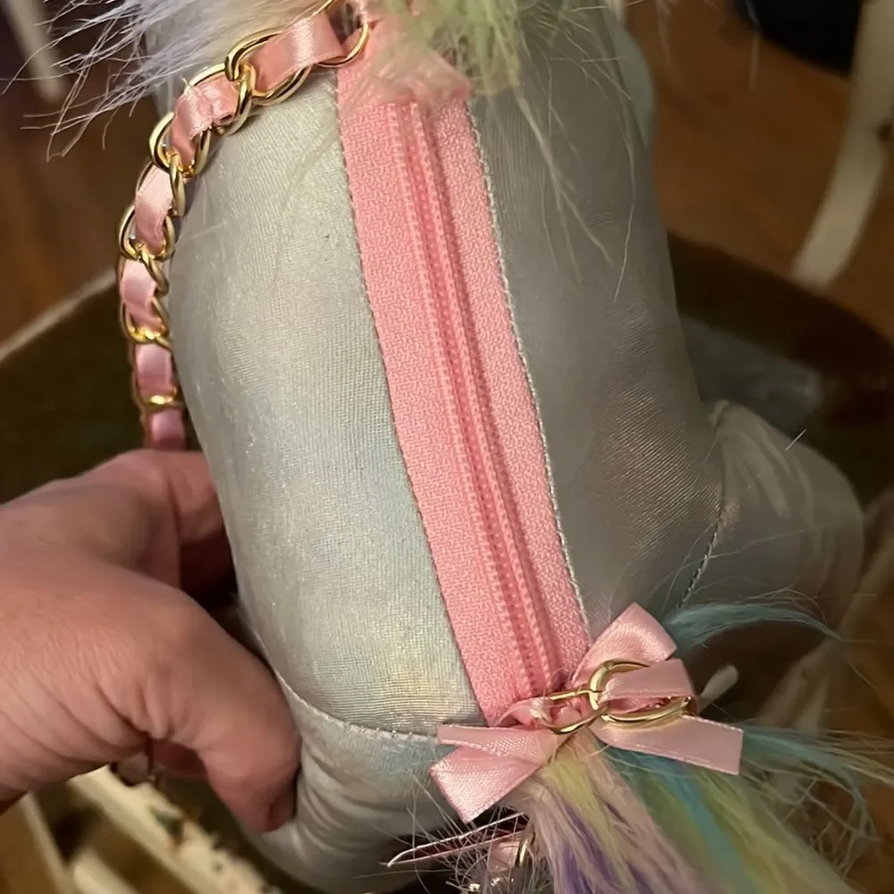 1 LEFT! Olly & Me Mermaid Silver Unicorn Plush Bag